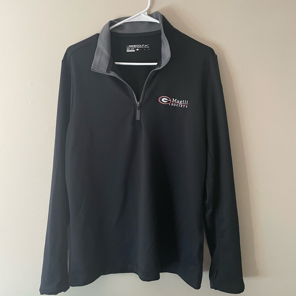 Men’s Nike Golf,  dri-fit, large, half zip, Georgia bulldog Magill society logo.